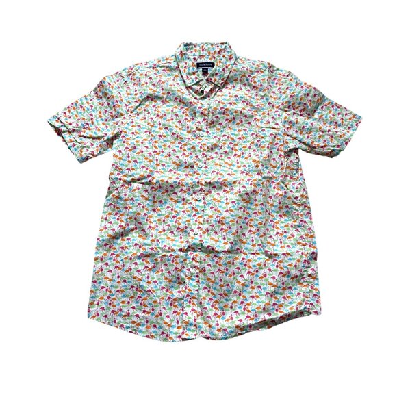 Club Room Short Sleeve Button-Up Flamingo Print Men's Shirt - Picture 1 of 7